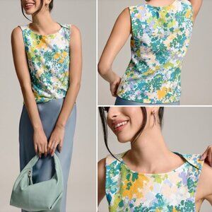 NEW! Maeve Anthropologie Multicolor Floral Sleeveless Tank Top Size XL